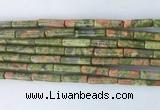 TBBS33 15 inches 4*13mm tube unakite gemstone beads