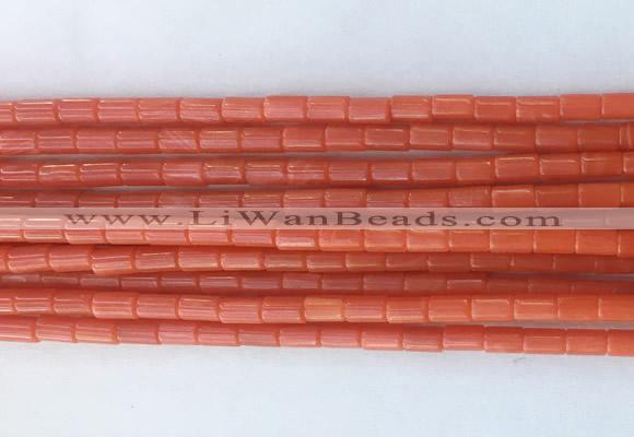 TBBS38 15 inches 4*6mm tube synthetic coral gemstone beads