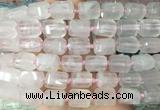 TBBS42 15 inches 12*16mm faceted tube rose quartz beads wholesale