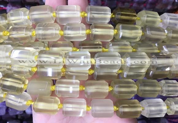 TBBS43 15 inches 12*16mm faceted tube lemon quartz beads wholesale