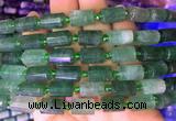 TBBS78 15 inches 8*12mm faceted tube green strawberry quartz gemstone beads