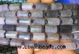 TBBS79 15 inches 8*12mm faceted tube cloudy quartz gemstone beads