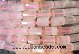 TBBS85 15 inches 10*14mm faceted tube rose quartz gemstone beads