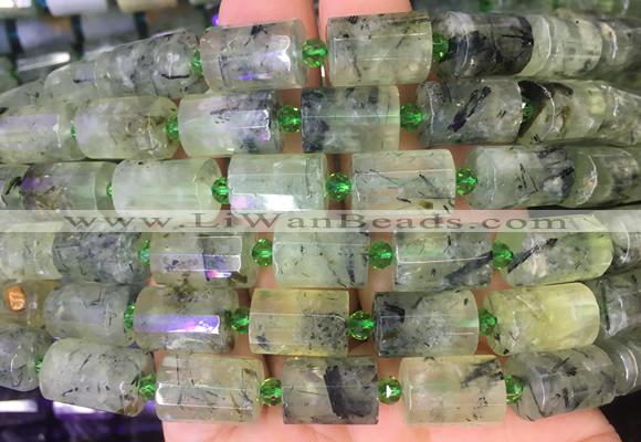 TBBS91 15 inches 10*14mm faceted tube prehnite gemstone beads