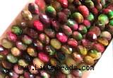 TEBS43 15 inches 5*8mm faceted rondelle rainbow tiger eye beads