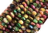 TEBS44 15 inches 6*10mm faceted rondelle rainbow tiger eye beads