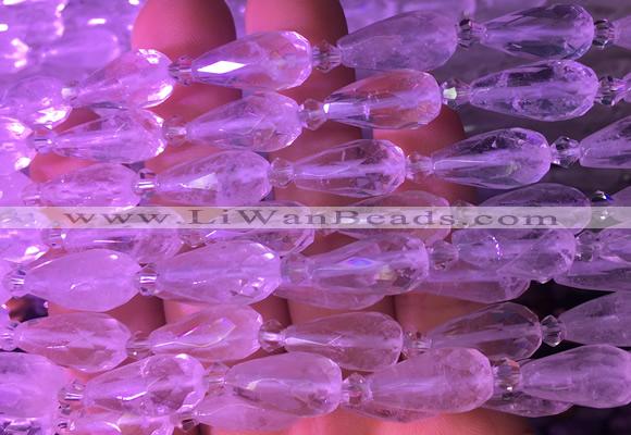 TRBS03 15 inches 8*16mm faceted teardrop white crystal gemstone beads