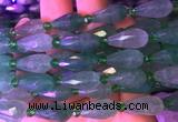 TRBS07 15 inches 8*16mm faceted teardrop green strawberry quartz gemstone beads