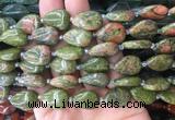 TRBS40 15 inches 13*18mm flat teardrop unakite gemstone beads wholesale