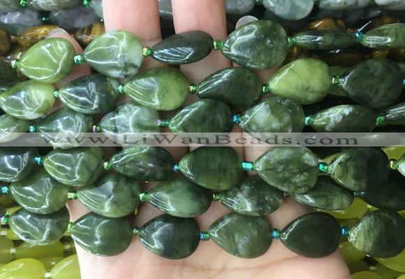 TRBS41 15 inches 13*18mm flat teardrop taiwan jade gemstone beads