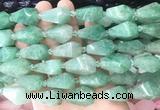 TRBS57 15 inches 11*22mm - 12*25mm faceted teardrop green strawberry quartz beads