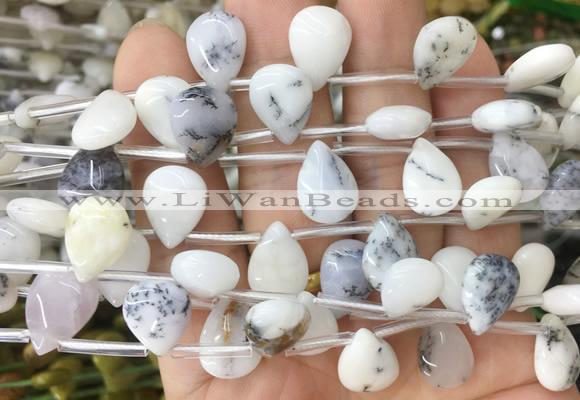 TRBS86 Top drilled 10*14mm flat teardrop tree opal gemstone beads