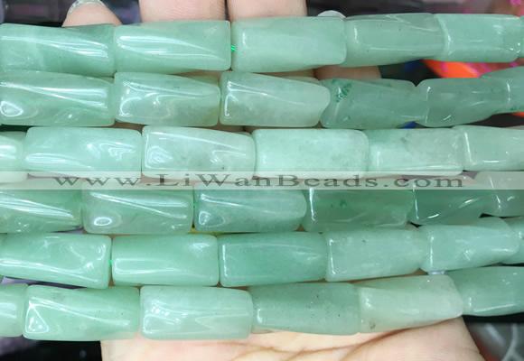 TWBS06 15 inches 9*20mm twist column green aventurine gemstone beads