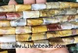 TWBS22 15 inches 9*20mm twist column yellow crazy agate gemstone beads