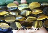 TWBS44 15 inches 18*25mm twist oval yellow tiger eye beads wholesale