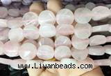 TWBS50 15 inches 16mm twist coin rose quartz beads wholesale