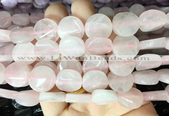 TWBS50 15 inches 16mm twist coin rose quartz beads wholesale