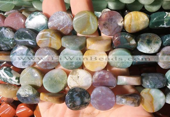 TWBS54 15 inches 16mm twist coin indian agate beads wholesale