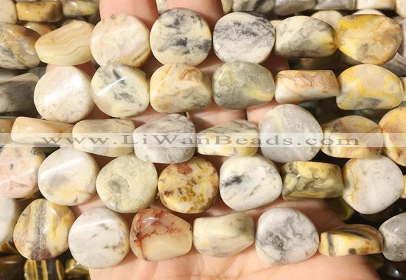 TWBS59 15 inches 16mm twist coin yellow crazy agate beads wholesale