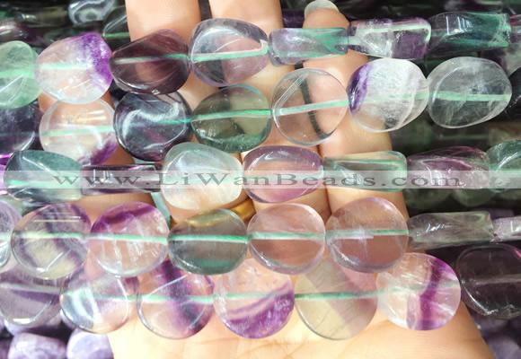 TWBS60 15 inches 16mm twist coin fluorite beads wholesale