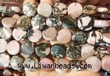 TWBS67 15 inches 16mm twist coin black veined rhodonite beads wholesale