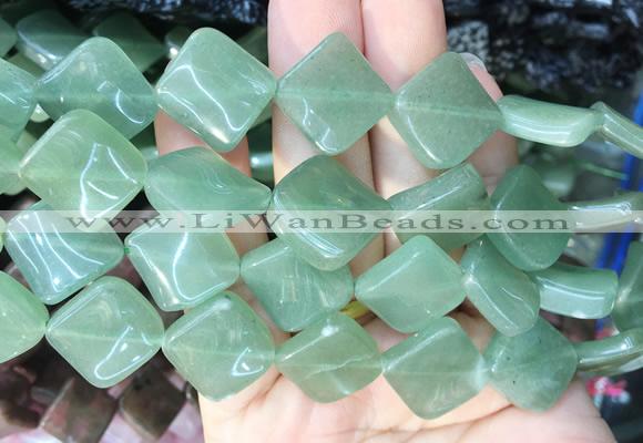 TWBS83 15 inches 16mm twist diamond green aventurine beads wholesale