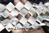 TWBS86 15 inches 16mm twist diamond white howlite beads wholesale