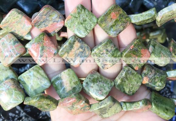 TWBS92 15 inches 16mm twist diamond unakite beads wholesale